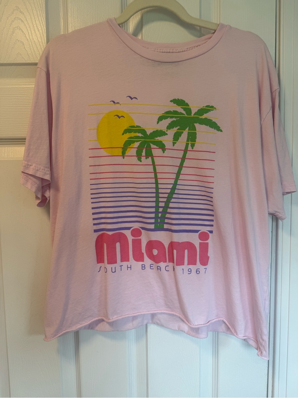 🌴Anthropologie Retro Brand Miami Pink Tee